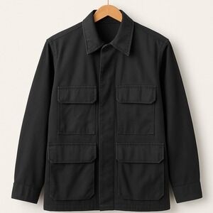 Vintage Black Military Field Jacket Mens Large Utility Tactical Coat